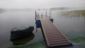 Понтон-причал Кот уже ждет рыбу.